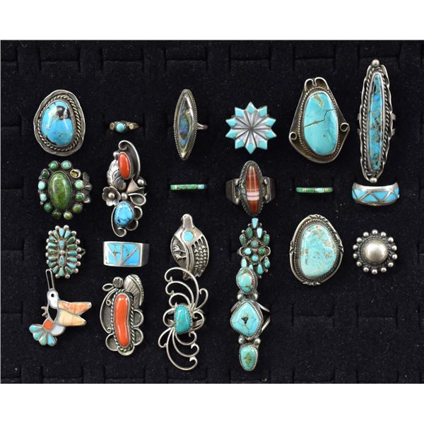 GROUP OF NAVAJO AND ZUNI RINGS