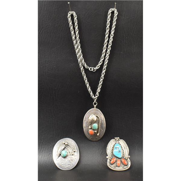 NAVAJO PENDANTS AND PIN