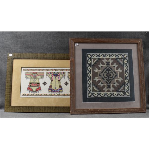 TWO FRAMED STITCHED ITEMS