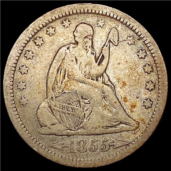 1855 Arrows Seated Liberty Quarter NICELY CIRCULATED