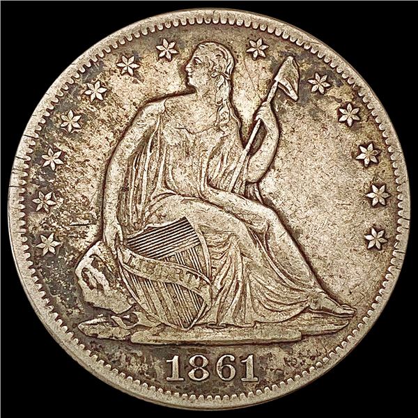 1861 Seated Liberty Half Dollar ABOUT UNCIRCULATED