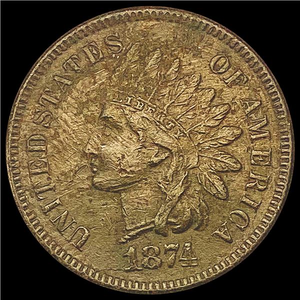 1874 Indian Head Cent ABOUT UNCIRCULATED