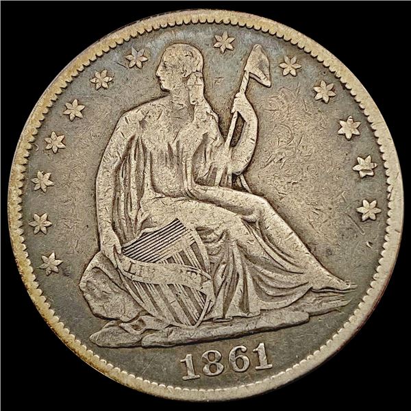 1861 Seated Liberty Half Dollar LIGHTLY CIRCULATED