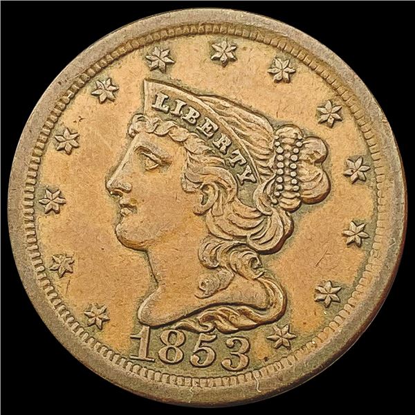 1853 Braided Hair Half Cent NEARLY UNCIRCULATED