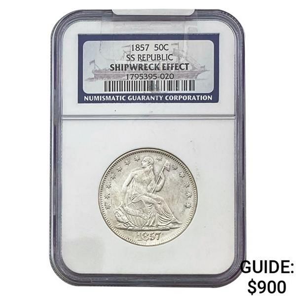 1857 Seat Lib. 50C Shipwreck SS Republic w/ Box