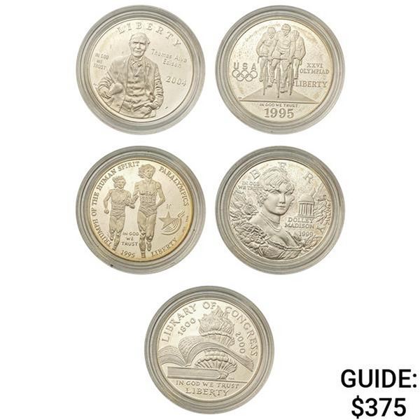 [5]1995-2004 0.77oz Silver Commemorative Dollars