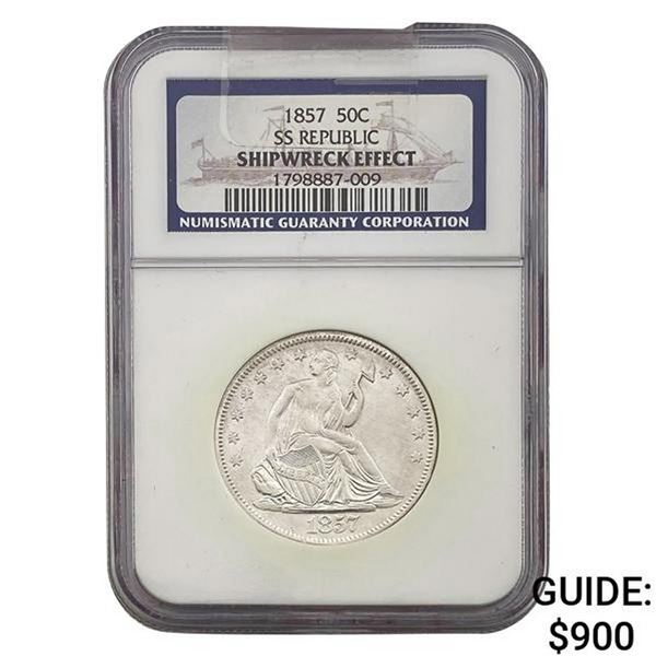 1857 Seat Lib. 50C Shipwreck SS Republic w/ Box