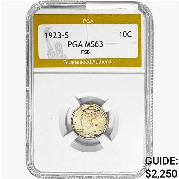 1923-S Mercury Silver Dime PGA MS63 FSB