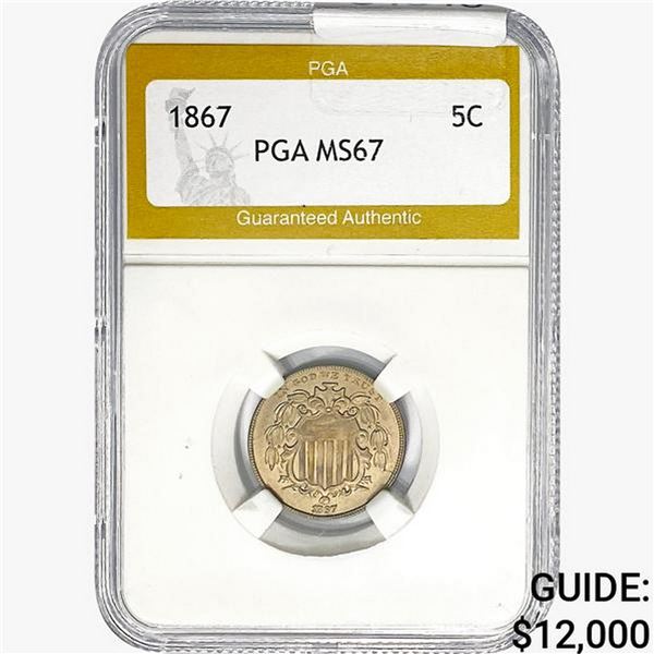 1867 Shield Nickel PGA MS67