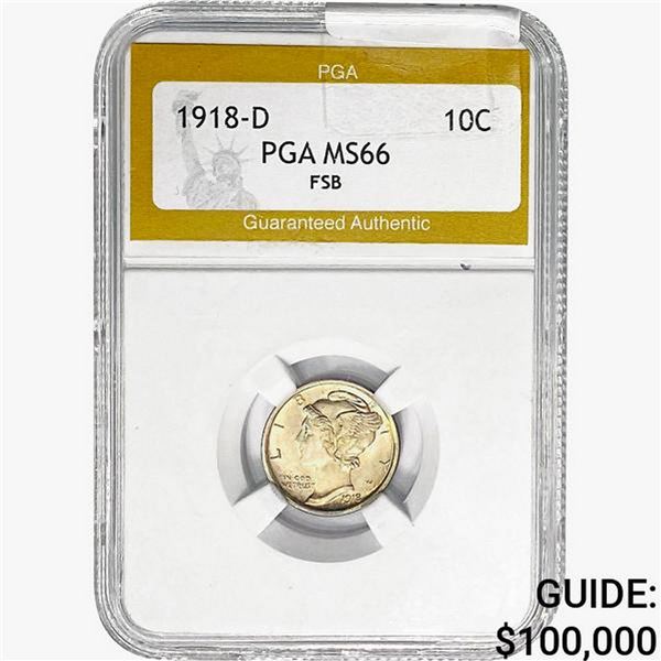 1918-D Mercury Silver Dime PGA MS66 FSB