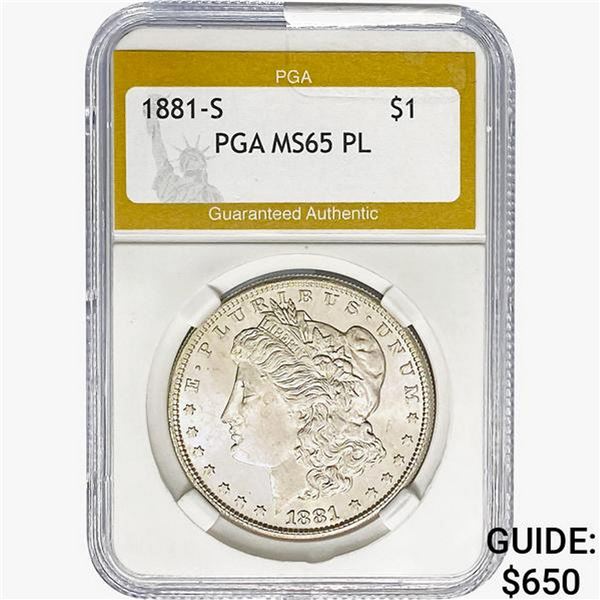 1881-S Morgan Silver Dollar PGA MS65 PL