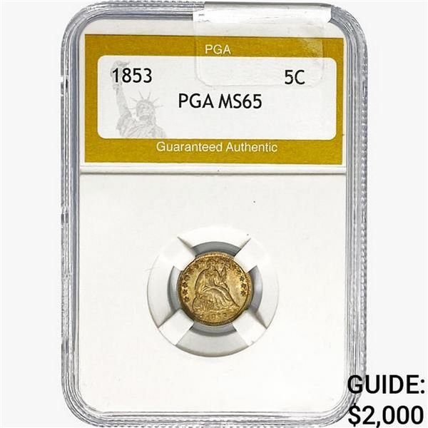 1853 Seated Liberty Half Dime PGA MS65