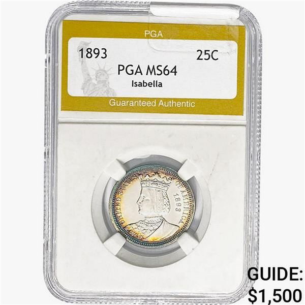 1893 Isabella Silver Quarter PGA MS64