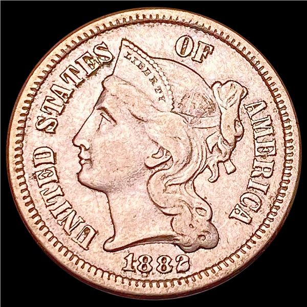 1882 Nickel Three Cent ABOUT UNCIRCULATED