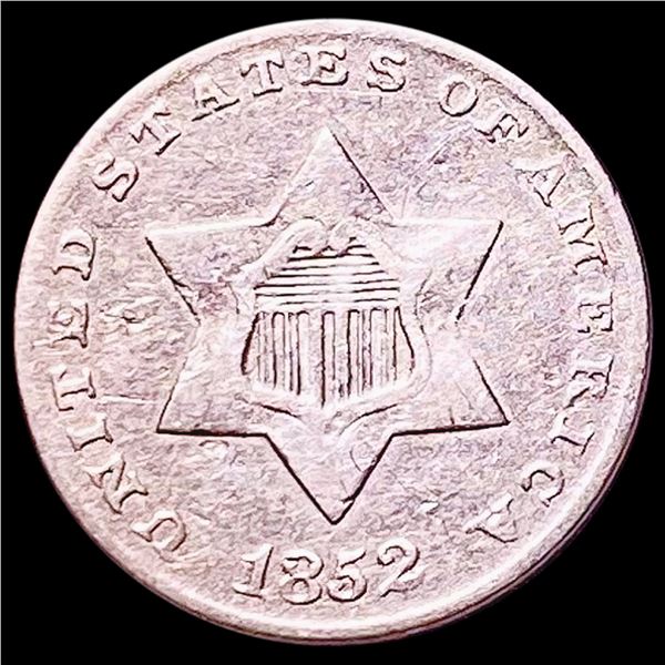 1852 Silver Three Cent ABOUT UNCIRCULATED