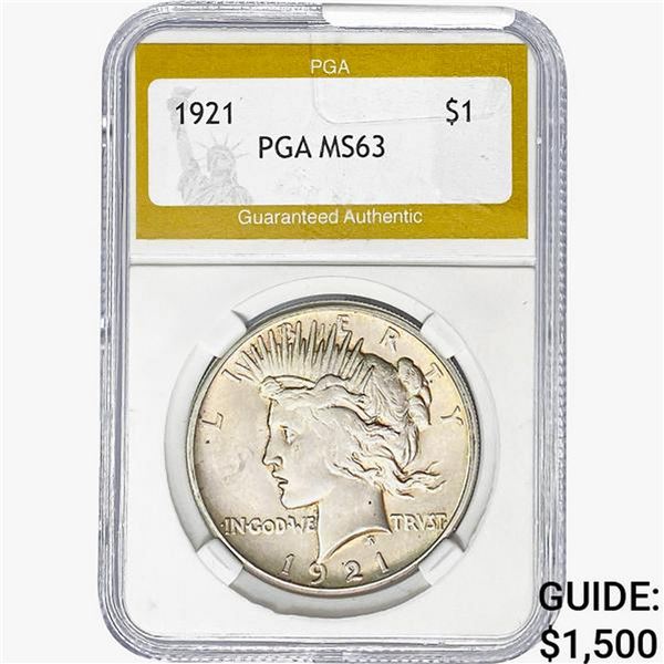 1921 Silver Peace Dollar PGA MS63