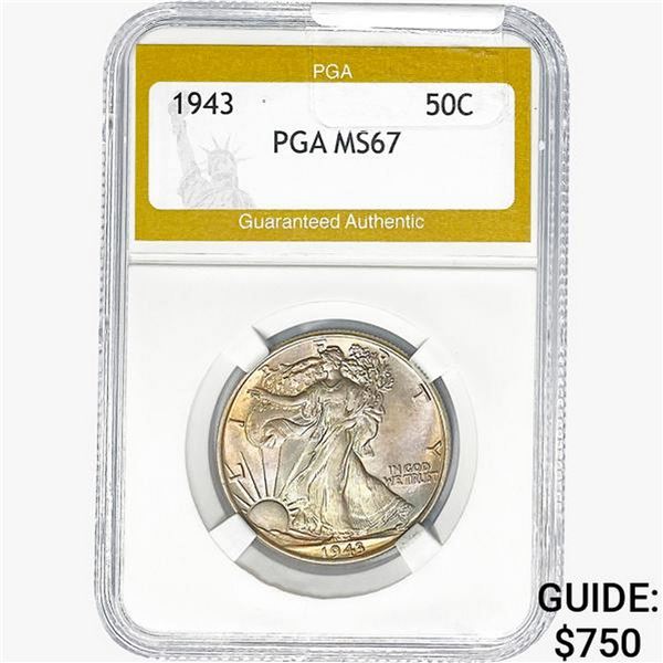 1943 Walking Liberty Half Dollar PGA MS67