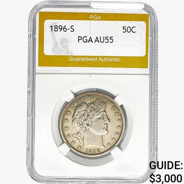 1896-S Barber Half Dollar PGA AU55