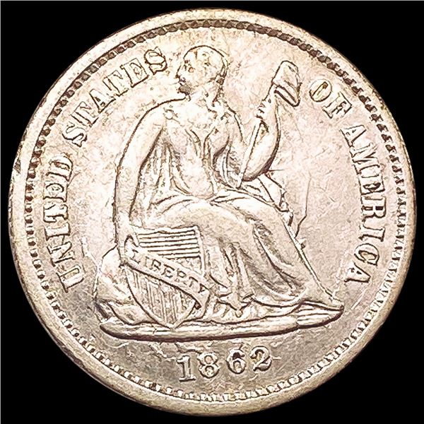 1862 Seated Liberty Half Dime NEARLY UNCIRCULATED