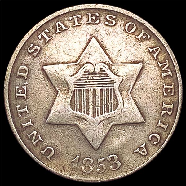 1853 Silver Three Cent LIGHTLY CIRCULATED