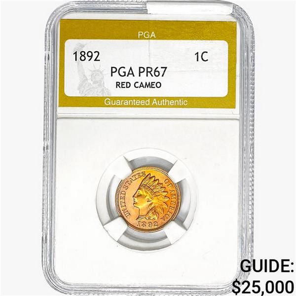 1892 Indian Head Cent PGA PR67 RED, CAMEO