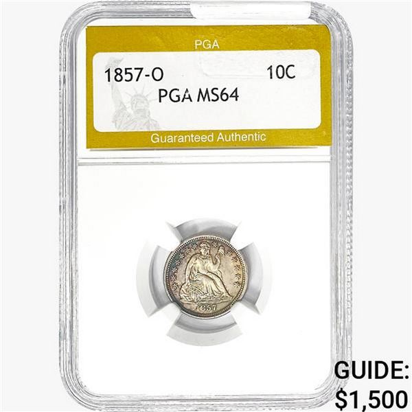 1857-O Seated Liberty Dime PGA MS64