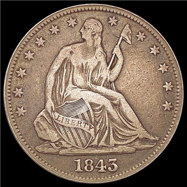 1843 Seated Liberty Half Dollar LIGHTLY CIRCULATED