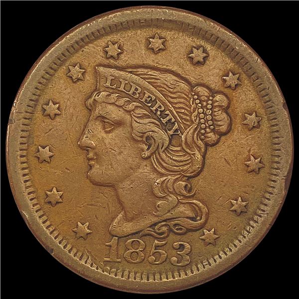1853 Braided Hair Large Cent NICELY CIRCULATED