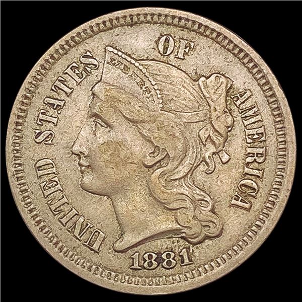 1881 Nickel Three Cent LIGHTLY CIRCULATED