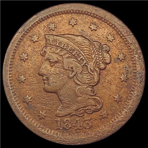 1843 Braided Hair Large Cent HIGH GRADE