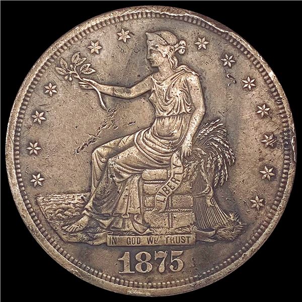 1875-CC Silver Trade Dollar ABOUT UNCIRCULATED