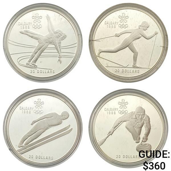 1988 Calgary Olympics Silver Dollar Sets [4 Coins]