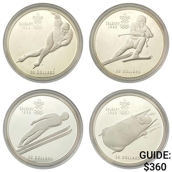 1988 Calgary Olympics Silver Dollar Sets [4 Coins]