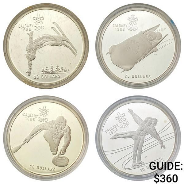 1988 Calgary Olympics Silver Dollar Sets [4 Coins]