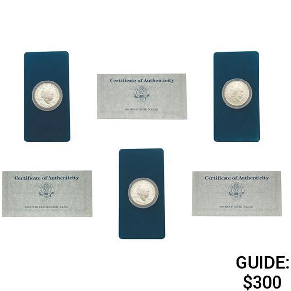 [3] 1990 Eisenhower Centennial Silver Dollars [3 Coins]