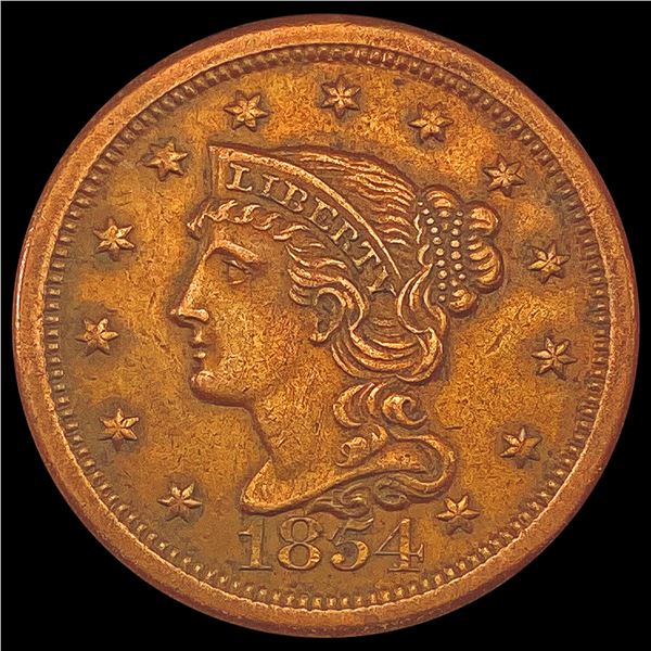 1854 Braided Hair Large Cent NEARLY UNCIRCULATED