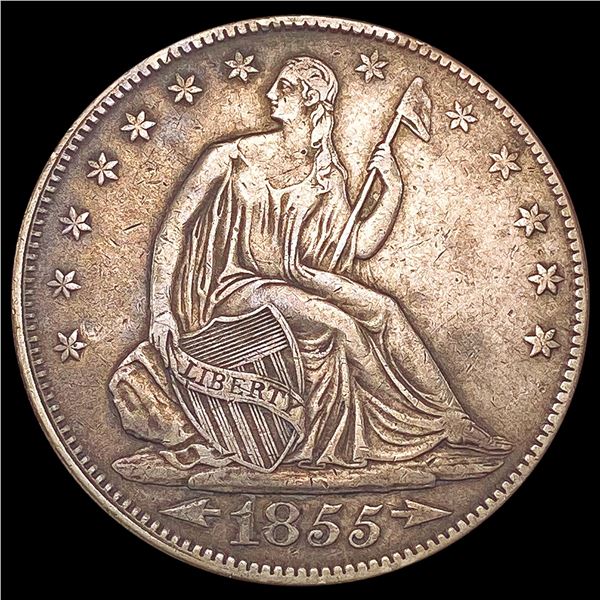 1855 Arrows Seated Liberty Half Dollar LIGHTLY CIRCULATED