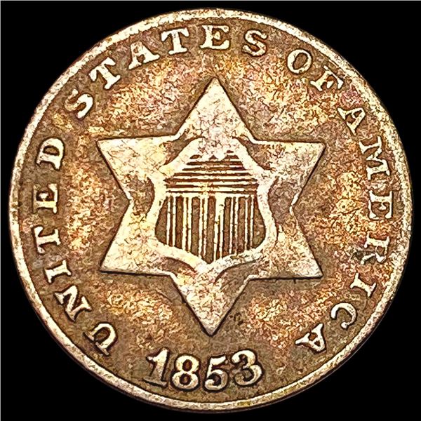 1853 Silver Three Cent LIGHTLY CIRCULATED