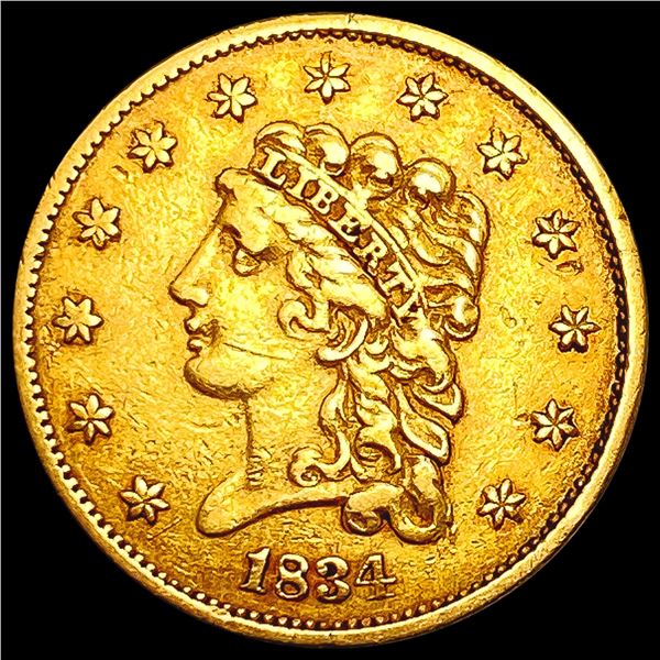 1834 $2.50 Gold Quarter Eagle ABOUT UNCIRCULATED