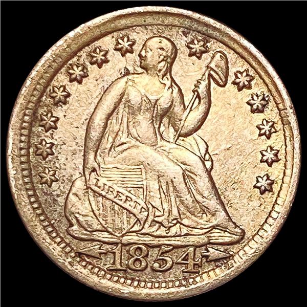 1854 Seated Liberty Half Dime NEARLY UNCIRCULATED