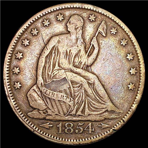 1854 Arrows Seated Liberty Half Dollar LIGHTLY CIRCULATED