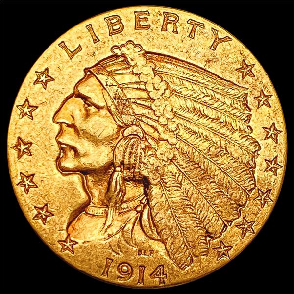 1914-D $2.50 Gold Quarter Eagle NEARLY UNCIRCULATED