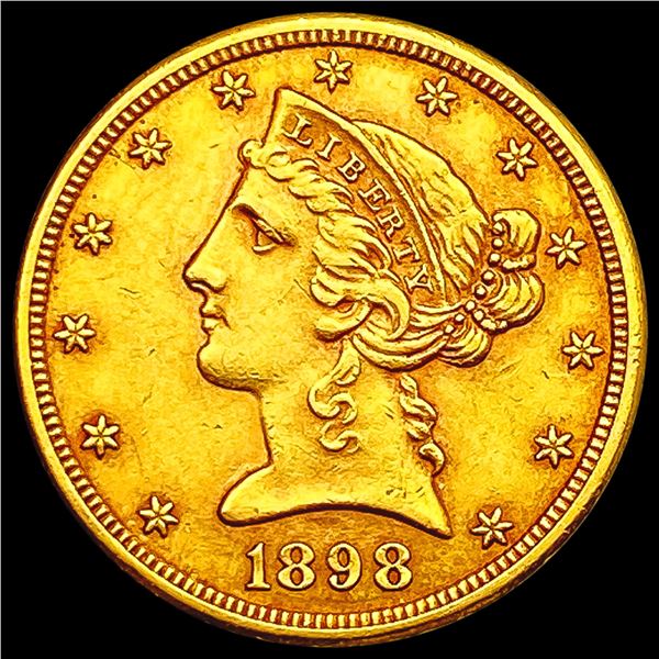 1898-S $5 Gold Half Eagle NEARLY UNCIRCULATED