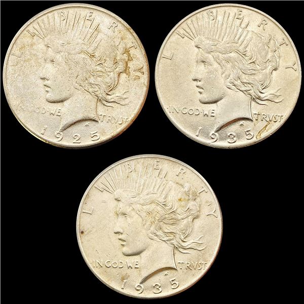 1925-1935 [3] Silver Peace Dollar HIGH GRADE
