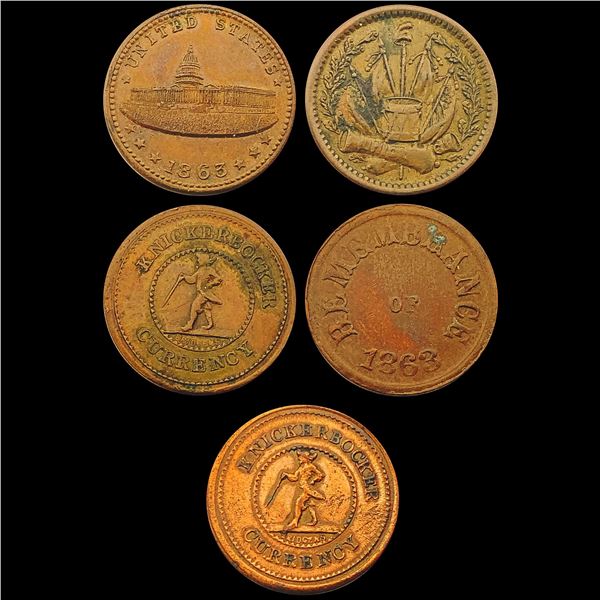 1863 [5] Civil War Tokens CIRC
