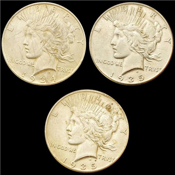 1934-1935 [3] Silver Peace Dollar HIGH GRADE