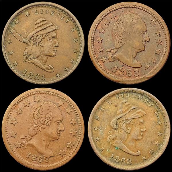 1863 [4] copper coins HIGH GRADE