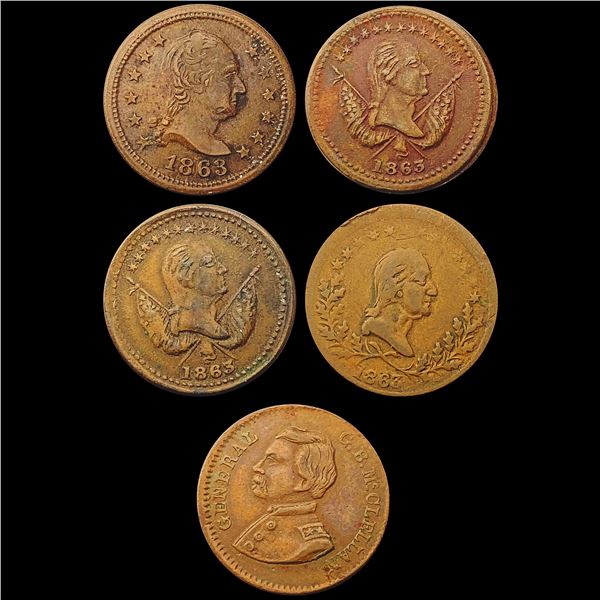 [5] 1863 Civil War Tokens HIGH GRADE
