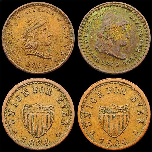 [4] 1863 Civil War Tokens HIGH GRADE
