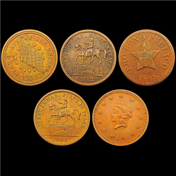 [5] 1863 Civil War Tokens HIGH GRADE